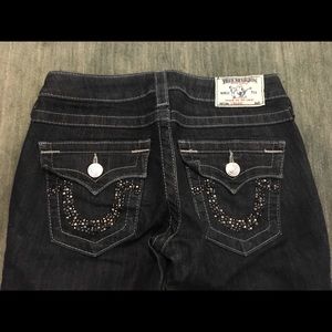 True Religion dark wash straight leg jeans